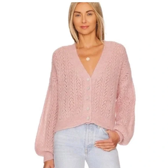 Free People Amelia Alpaca Cardigan Pink Size Medium - Picture 3 of 11